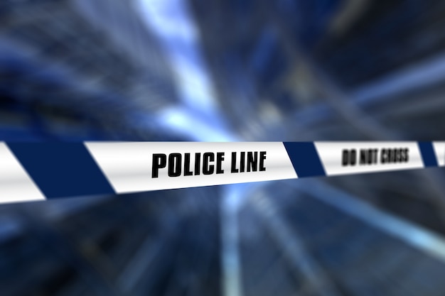 Free photo 3d render of a police line tape against defocussed background