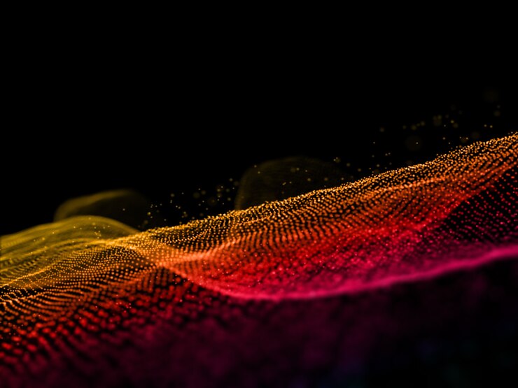 Free Photo 3d render of rainbow abstract flowing particles