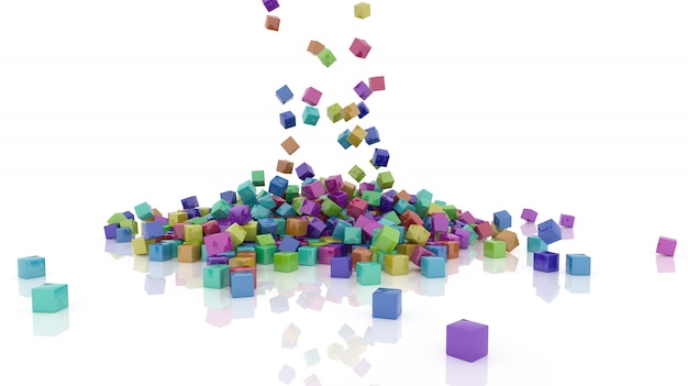 3d render of rainbow coloured cubes