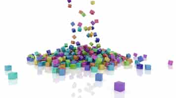Free photo 3d render of rainbow coloured cubes