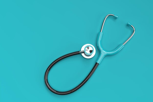 3d Render Realistic Medical Stethoscope on Color Background.