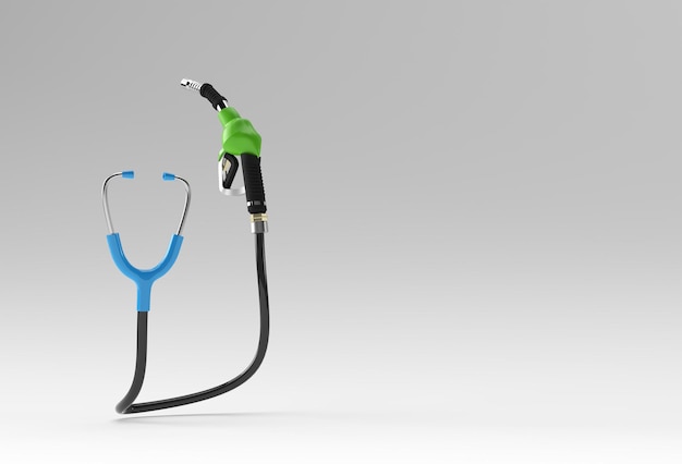 燃料ポンプのイラストデザインを備えた3Dレンダリングのリアルな医療聴診器