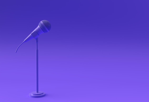 Free photo 3d render retro microphone on short leg and stand music award model template karaoke radio and recording studio sound equipment