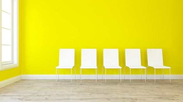 Free photo 3d render of a row of chairs in an empty room