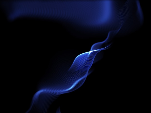 3D render of a simplistic design with flowing particles