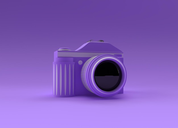3D Render SLR Camera on a Color illustration