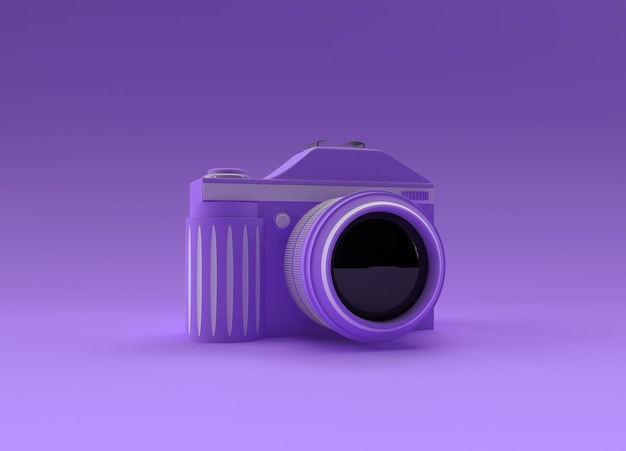 Бесплатное фото 3d render slr camera на цветной иллюстрации