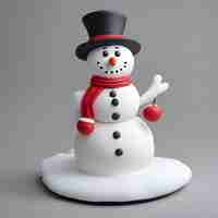 Free photo 3d render of snowman in top hat and scarf isolated on gray background