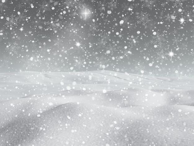 3D визуализация снежного рождественского пейзажа фона