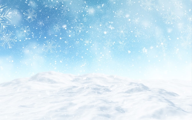 Free photo 3d render of a snowy christmas landscape