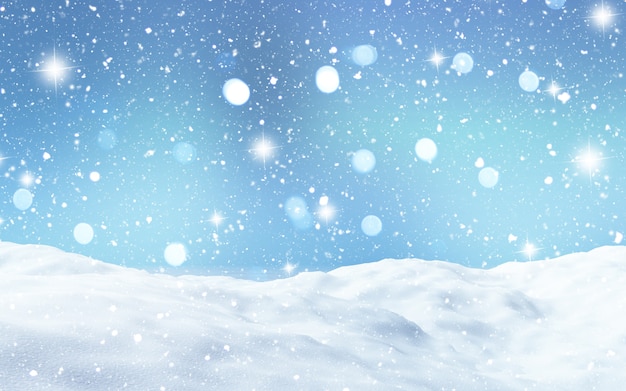 Free photo 3d render of a snowy landscape