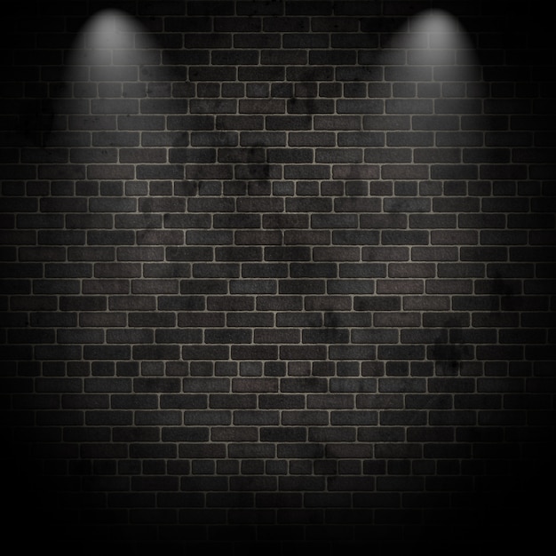 3d render of spotlights on a grunge brick wall
