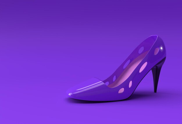 3D визуализация Стильная классическая женская обувь на высоких холмах на цветном фоне.