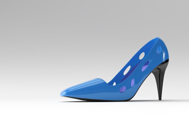 3D Render Стильная классическая женская обувь на высоких холмах на цветном фоне.