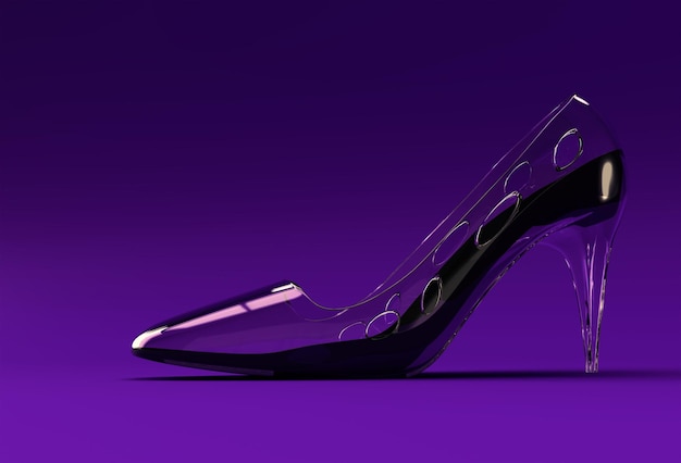 3d render stylish classic womens shoes in high hills on a color background