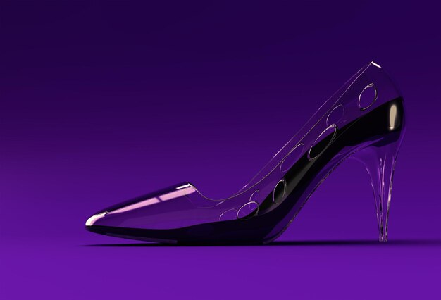 3D Render Stylish classic womens Shoes in high hills on a Color Background