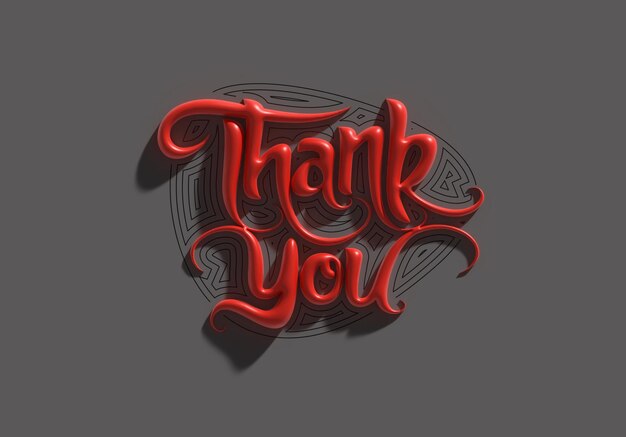 3D Render Thank You Lettering Typographical