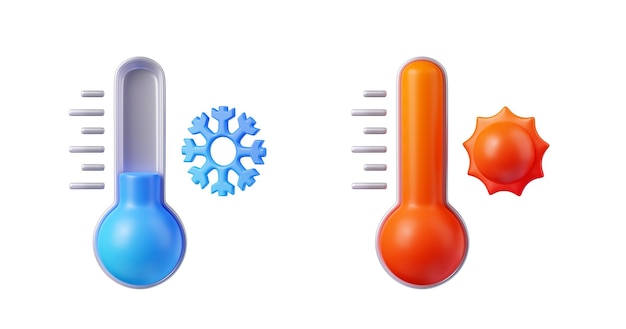 Foto gratuita il termometro di rendering 3d mostra la temperatura calda o fredda