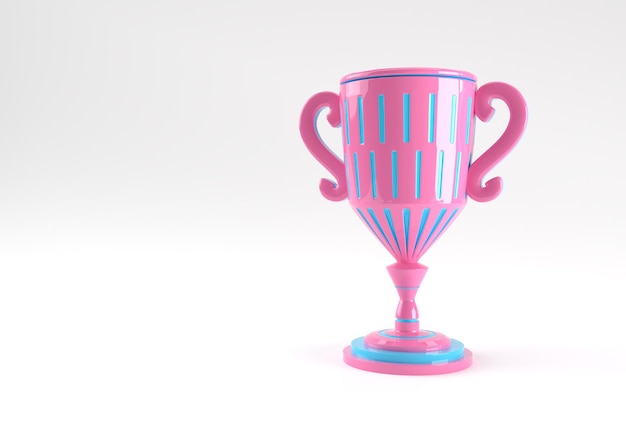 Free photo 3d render trophy cup isolated on color background.