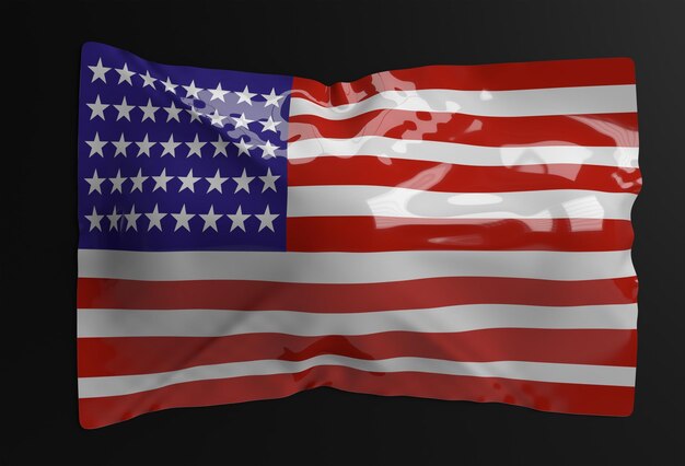 3D 렌더링 미국 국기 7월 4일 미국 독립 기념일 개념