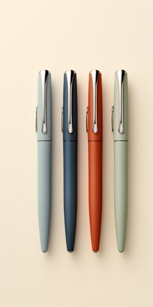 3d render of various fountain pens