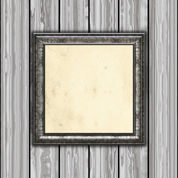 3d render of a vintage frame on wooden background