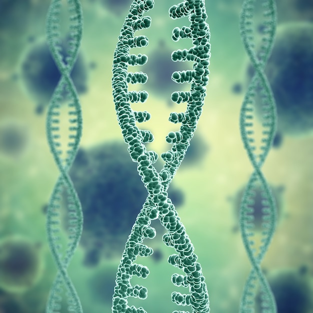 Free photo 3d render of a vintage medical background with dna strands