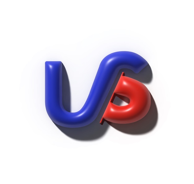 3D Render VS Company Metal Letter Logo.