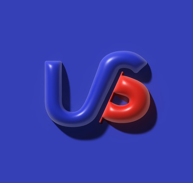 3D визуализация VS компании металлическое письмо логотип.
