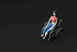 Free photo 3d render woman sitting on wheelchair 3d illustration design