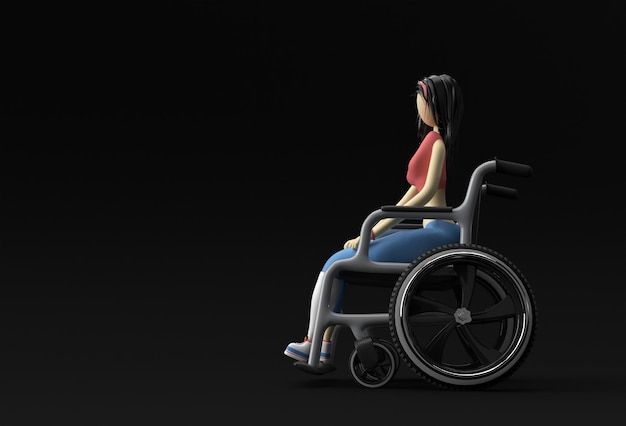 3d Render Woman Sitting on wheelchair 3d illustration Design