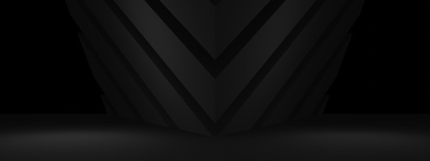 3d визуализированный черный геометрический макет комнаты. темный фон. Premium Фотографии