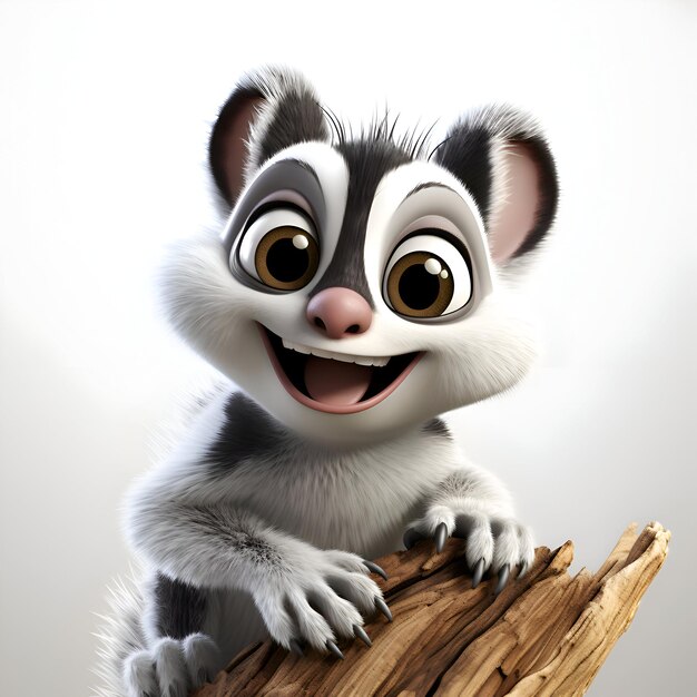 3d rendered illustration of a cute raccoon with a happy expression