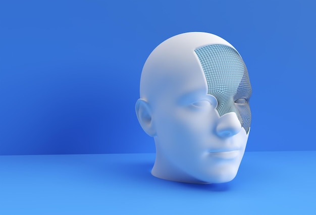 人間の顔のデザインの3Dレンダリングされたイラスト。