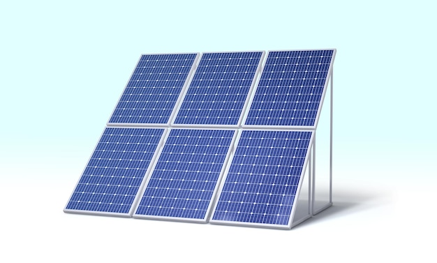 3D rendered solar panel isolated on a white background