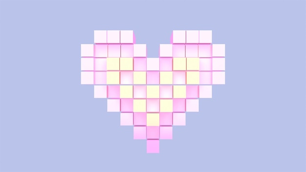 3d rendered voxel heart object