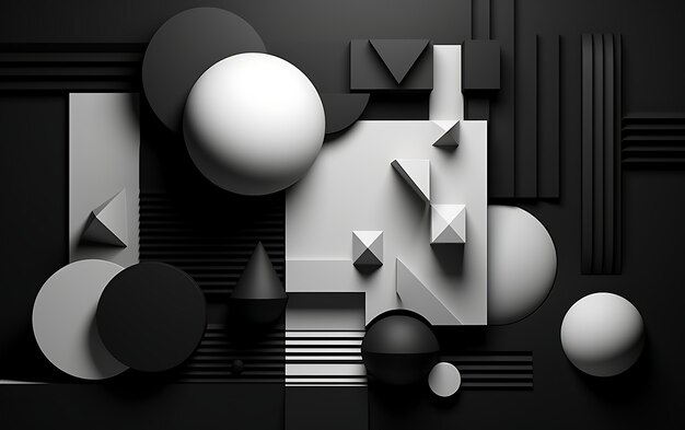 3d rendering of abstract black and white background