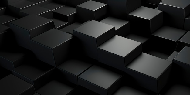 3d rendering of abstract black and white geometric background
