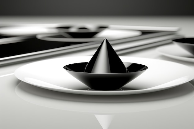 3d rendering of abstract black and white geometric background