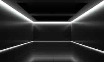 Free photo 3d rendering of abstract black and white neon