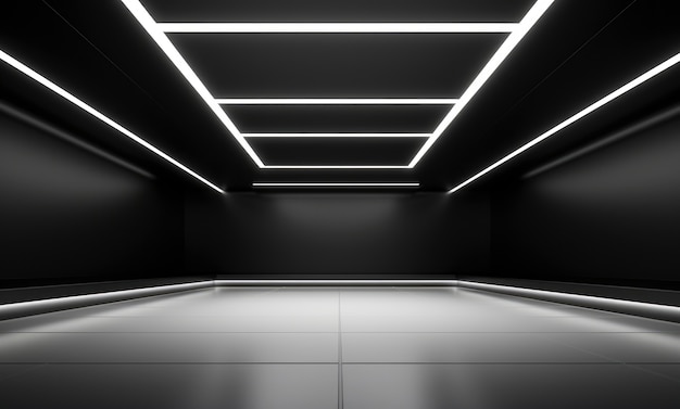 Foto gratuita rappresentazione 3d del neon bianco e nero astratto