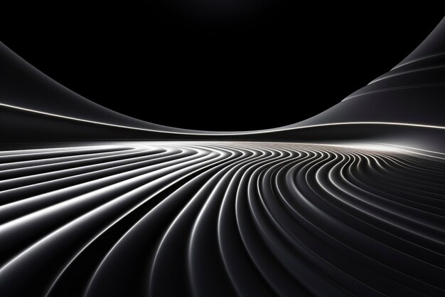 3d rendering of abstract black and white neon