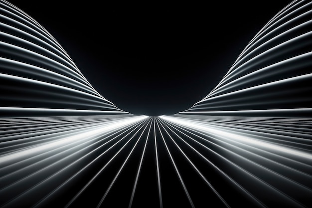 Free photo 3d rendering of abstract black and white neon