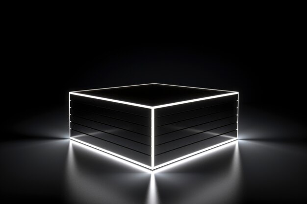 3d rendering of abstract black and white neon