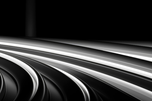 Free photo 3d rendering of abstract black and white neon