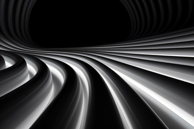 3d rendering of abstract black and white neon