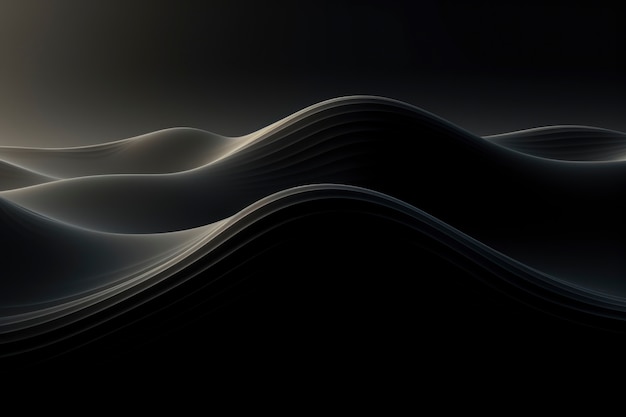 Free photo 3d rendering of abstract black and white waves