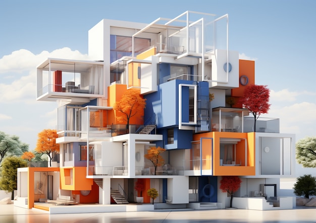Free photo 3d rendering of abstract building