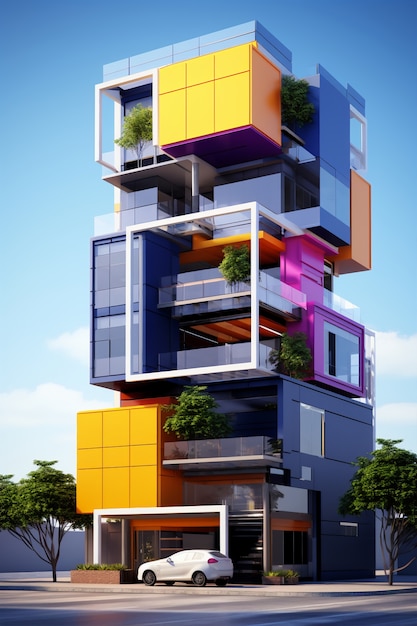 Free photo 3d rendering of abstract building