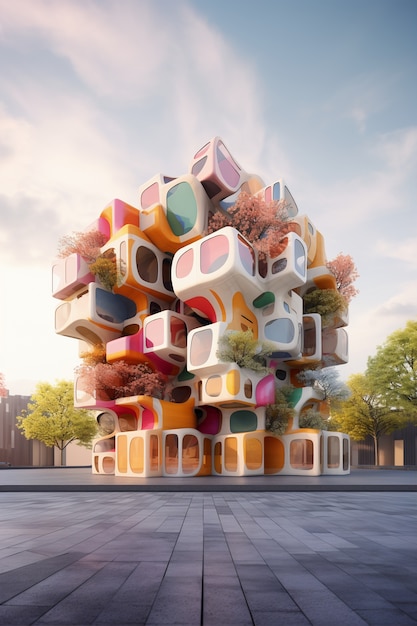 Free photo 3d rendering of abstract building